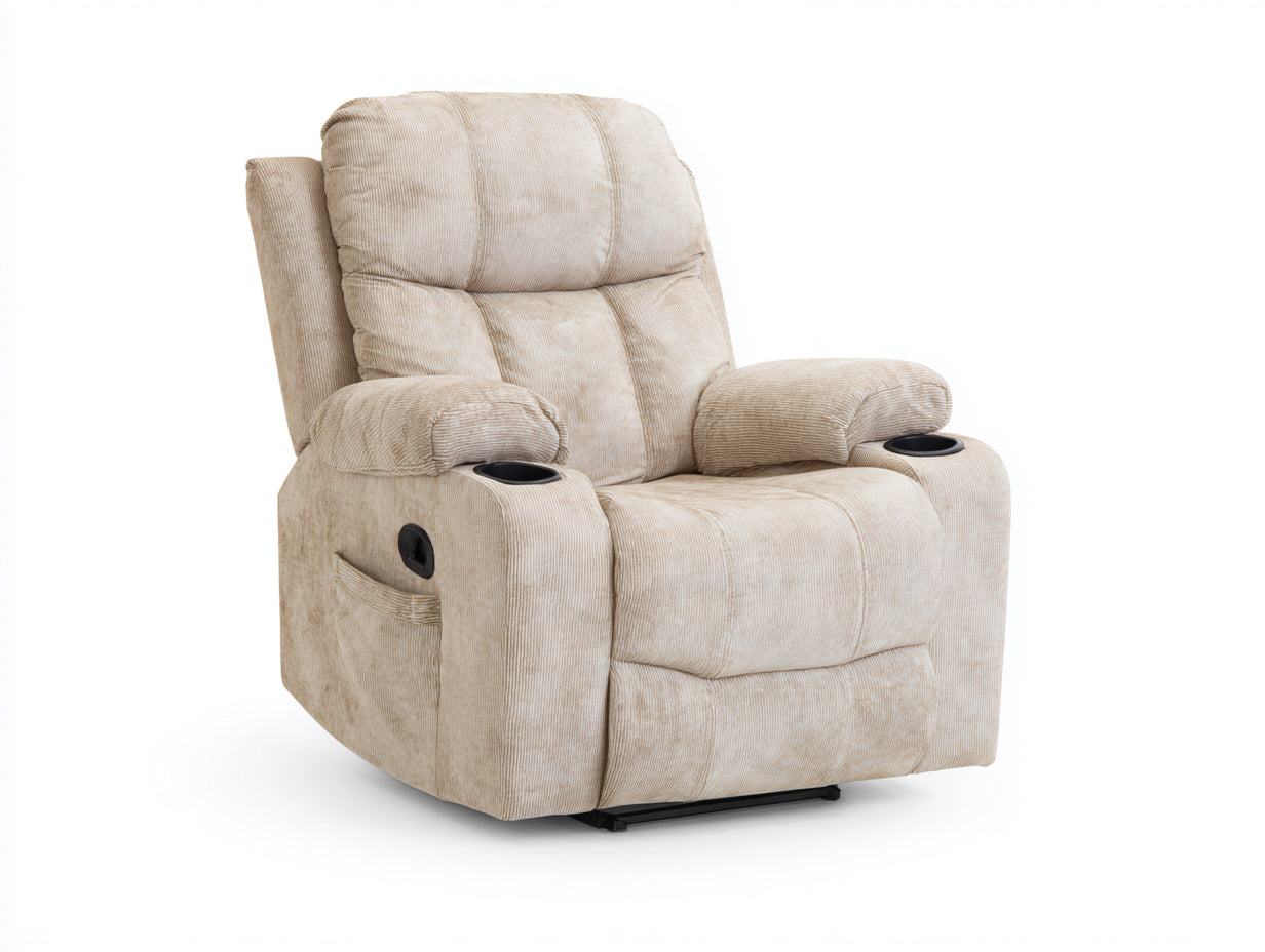 Sillones reclinables tapizados en tela 92x90x105 cm - beige - diseño acolchado para salón