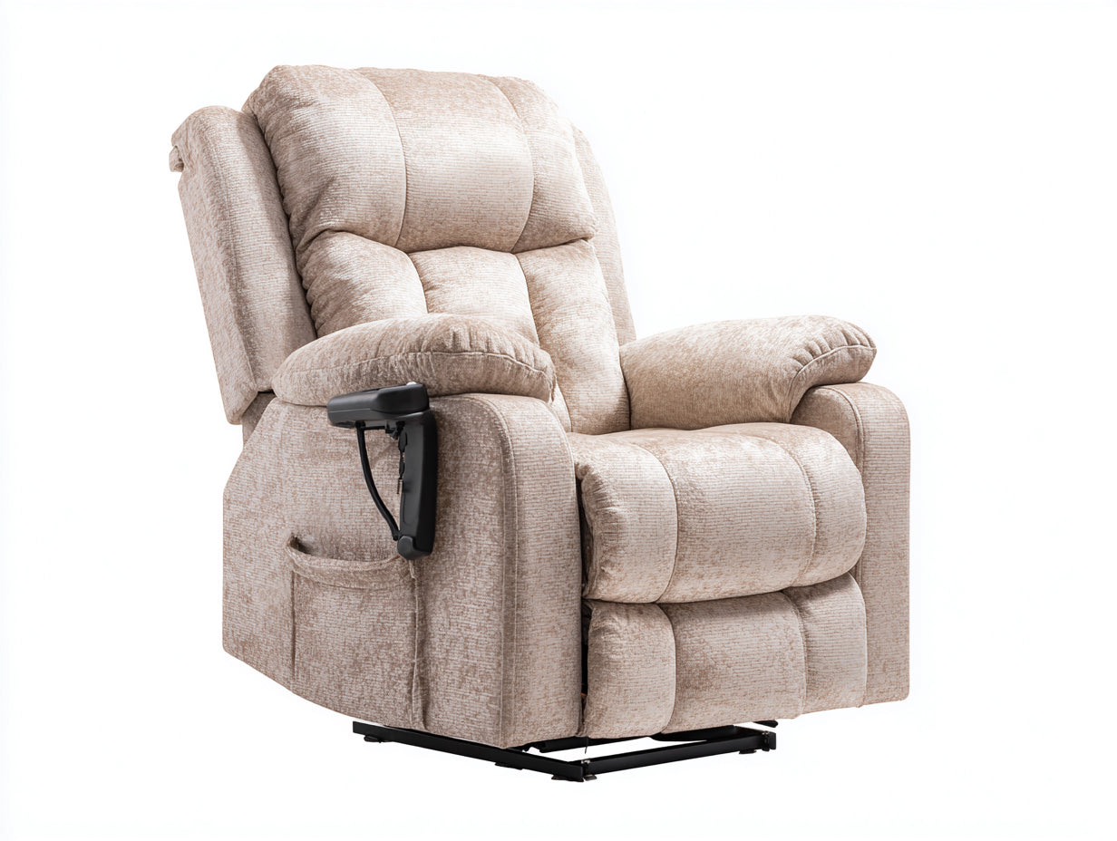 Sillones reclinables tapizados en tela 92x88x106 cm - beige - diseño acolchado para salón
