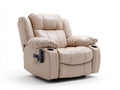 Sillones reclinables tapizados en cuero sintético 100 x 98 x 108 cm - beige - respaldo acolchado con 2 portavasos y bolsillos laterales