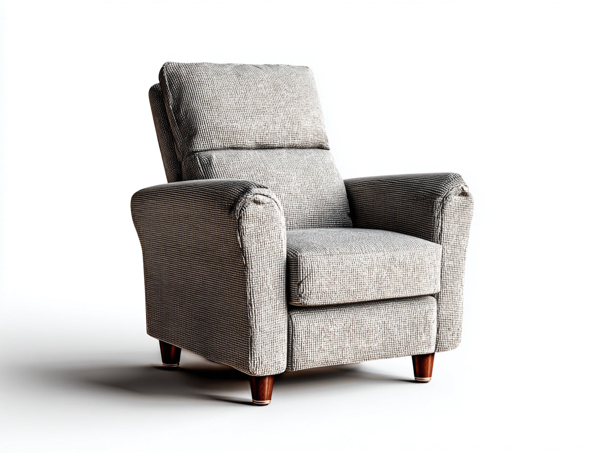 Sillones reclinables de tela tapizada 88x84x98 cm - gris claro-marrón - respaldo alto