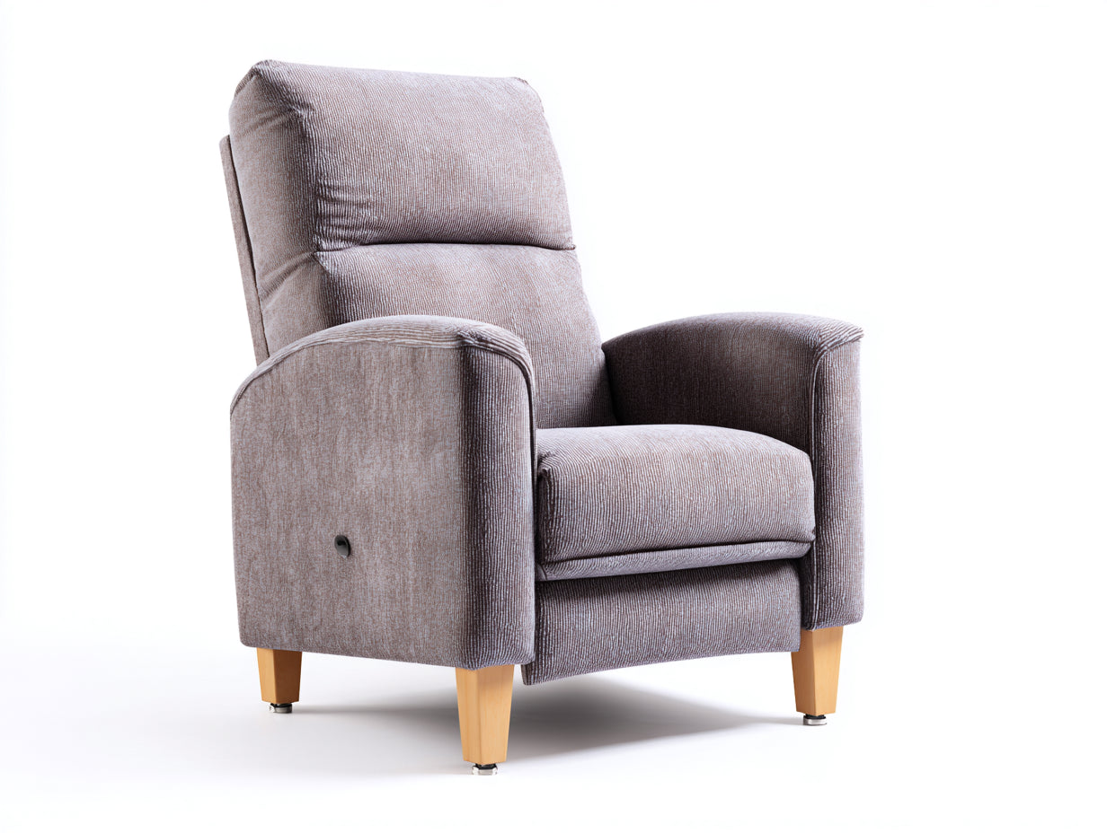 Sillones reclinables tapizados en tejido 78 x 88 x 108 cm - gris malva - respaldo alto con mecanismo reclinable y patas de madera