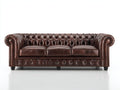 Sofás 3 plazas tapizado efecto cuero 225x92x78 cm - marrón oscuro negro - diseño capitoné para salón