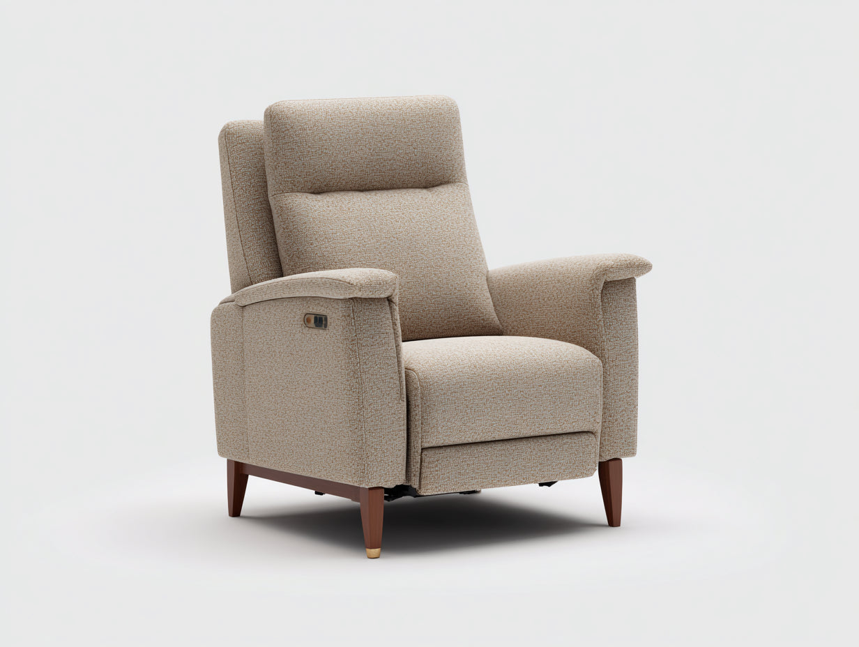 Sillones reclinables de tela 78x88x103 cm - beige madera natural - patas elevadas para salón
