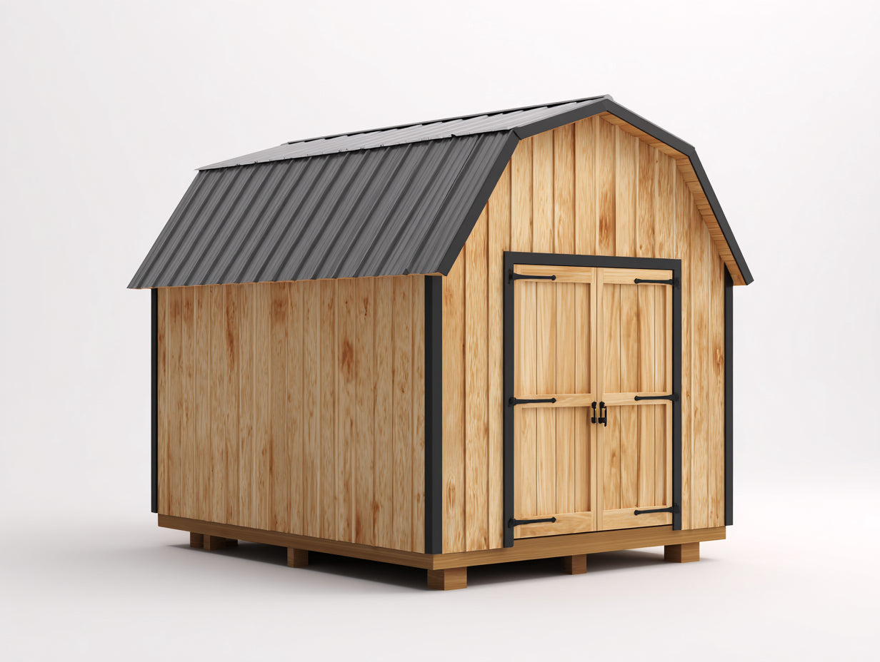 Casetas de jardín de madera con techo metálico 240x180x220 cm - madera natural y gris antracita - estilo rústico para exterior