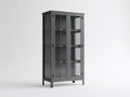 Vitrina de madera y cristal 90 x 40 x 180 cm - gris antracita - 2 puertas con 2 estantes para salón y comedor