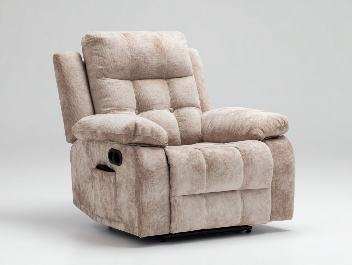 Sillones reclinables tapizados en tela 90x90x104 cm - beige - diseño acolchado para salón