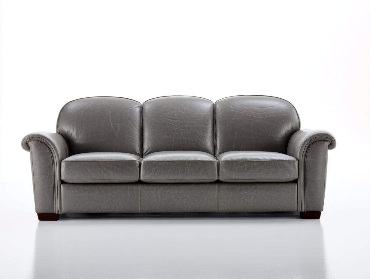 Sofás 3 plazas de piel sintética 205x88x84 cm - gris oscuro - diseño clásico para salón