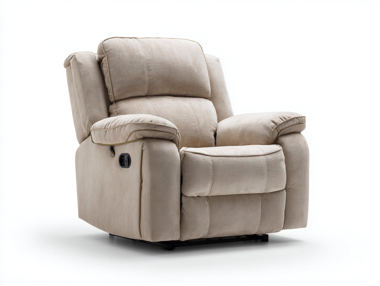 Sillones reclinables de tela 95x98x105 cm - beige negro - reposapiés integrado para salón